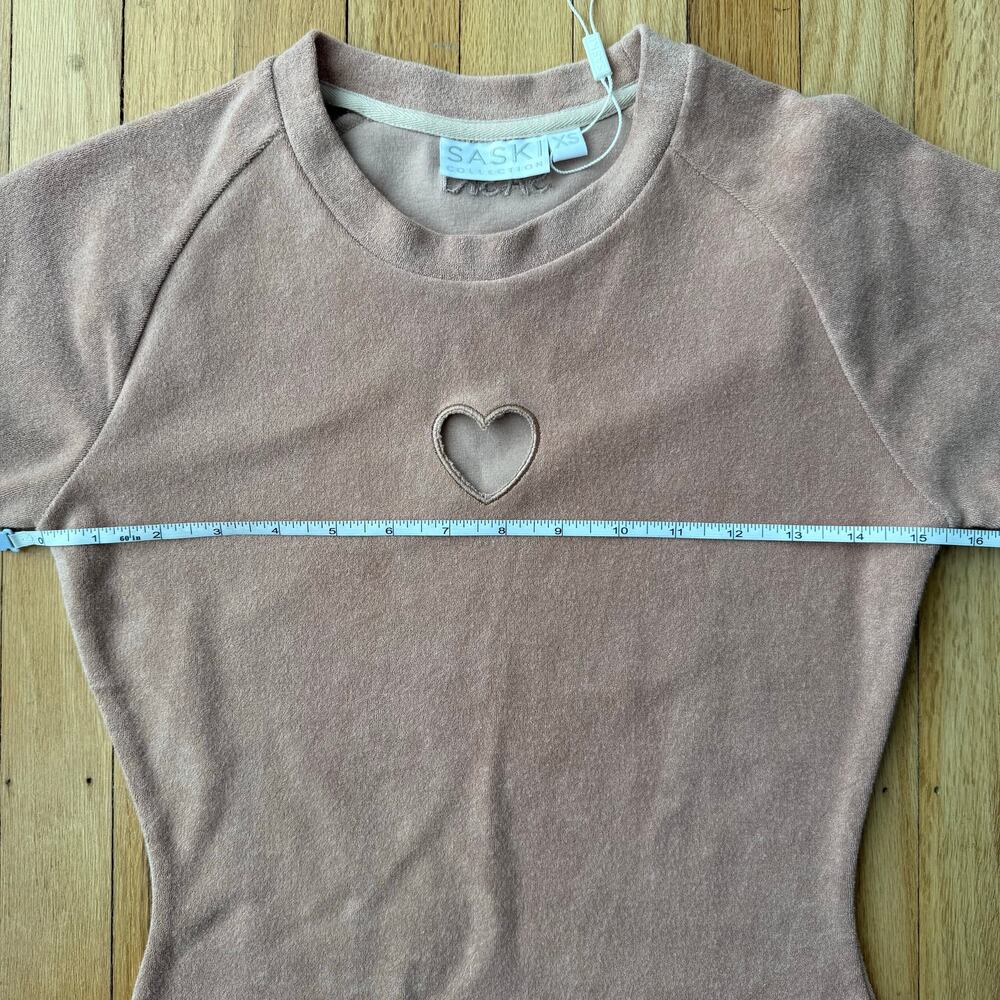 Saski Pink Blush Sweetheart Cut Out Terry Cloth Mini Dress Size XS NWOT - Picture 9 of 12